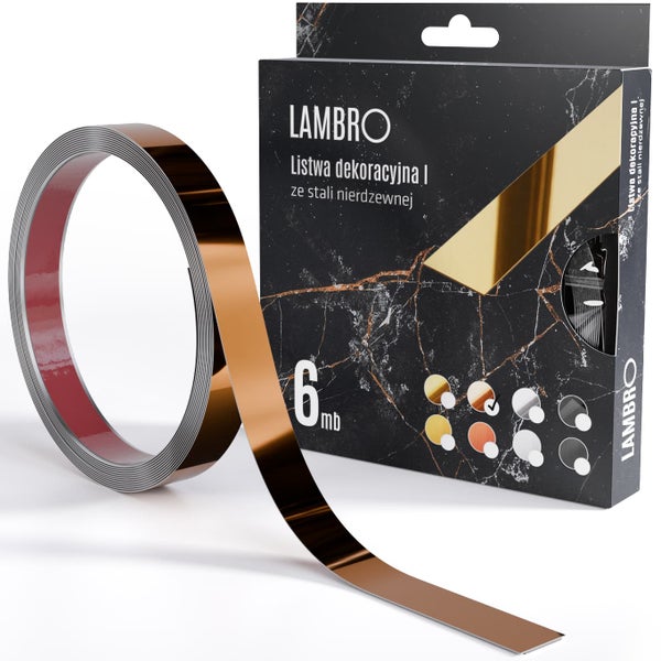 Lambro Dekorleiste aus Edelstahl, 6 Meter Rolle