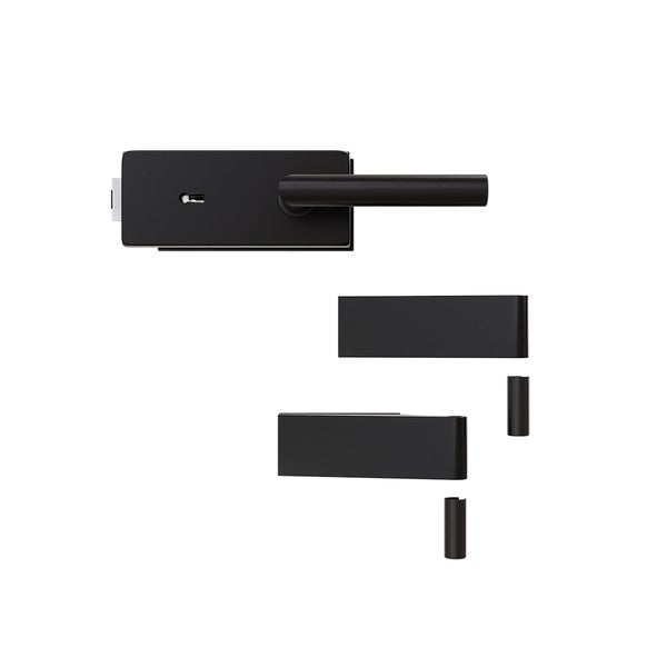 Türdrückergarnitur mit rechteckigen Rosetten und Griff