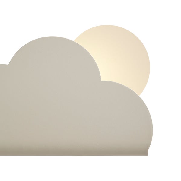 Wandleuchte fürs Kinderzimmer in Form einer Wolke mit Sonne.