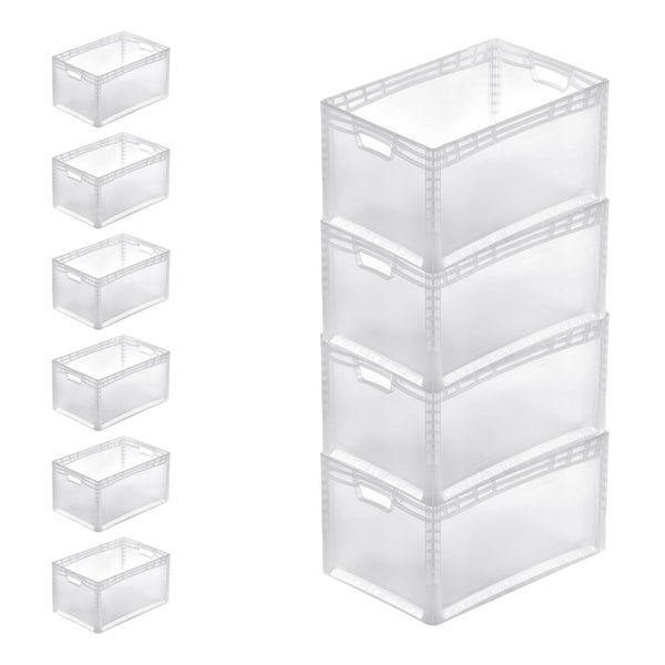 PROREGAL SuperSparSet 10x Transparenter Eurobehälter LightLine mit Offenem Griff und Scharnierdeckel  HxBxT 32 x 40 x 60 cm 66 Liter Eurobox