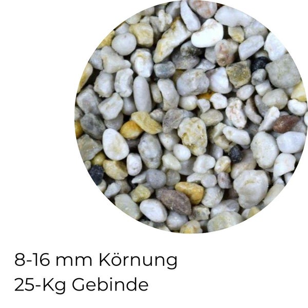 Kieselsteine Garten Quarzkies Zierkies 8-16 mm 25 kg Buntkies Teichkies Aquarium Kies Weg Steinteppich Zierstein Quarz