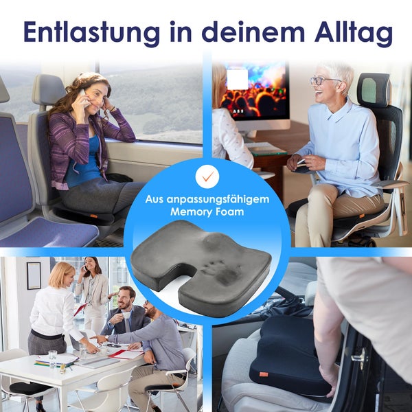 DYNMC you Ergonomisches Sitzkissen Bürostuhl - Test SEHR GUT - Sitzring steißbein entlastung - Steißbeinkissen Mit Physiotherapeuten entwickelt - Kissen Stuhl Entlastet Rücken & Erhöht Sitzkomfort