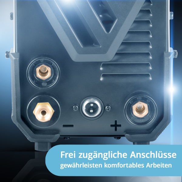 Rückseite eines Schweißgerätes mit Anschlüssen