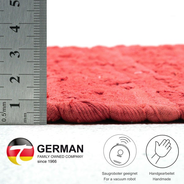 Handgewebter Fleckerlteppich aus Baumwolle Chindi Rot 40x60 cm