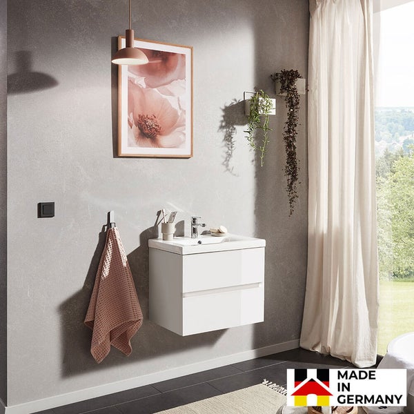 Home Deluxe - Badmöbel - Set - WANGEROOGE Deluxe – Größe: S, Farbe: Weiß, Breite Waschbecken: ca. 60 cm I Badezimmermöbel Waschtisch Waschbecken