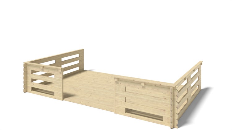 Veranda zum Gartenhaus 5x3 m - Farbe Holz