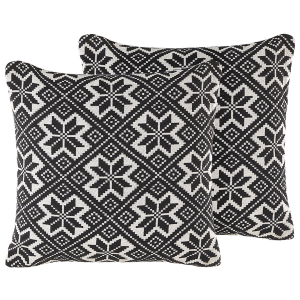 Dekokissen 2er Set BESKOZ Baumwolle 45 x 45 cm Schwarz Geometrisches Muster