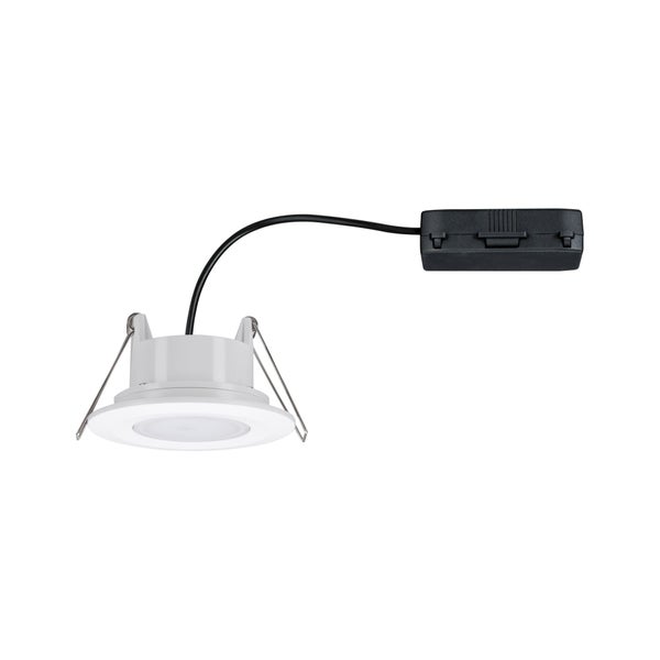 Runder LED Einbaustrahler mit externem Treiber und Befestigungsfedern zur Deckenmontage