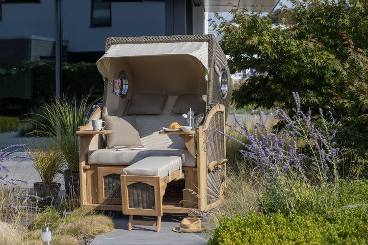 Strandkorb Rantum Teak PE grey Dessin 582