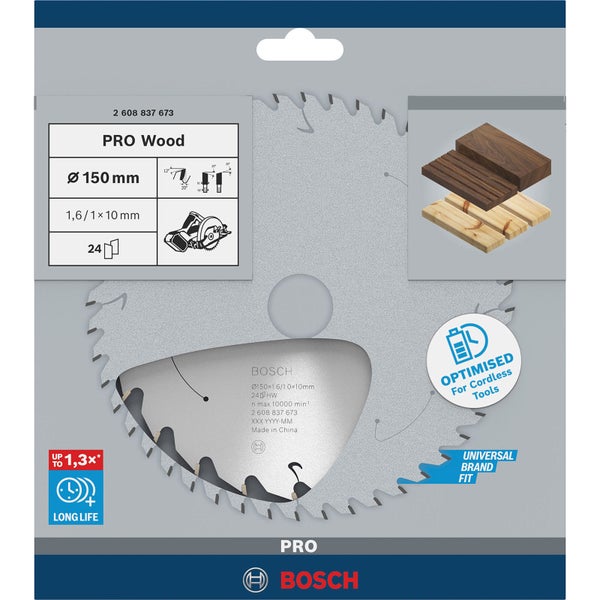 Bosch PRO Wood cordless Blatt für Kreissägen 150 x 1,6 x 10 mm - 2608837673
