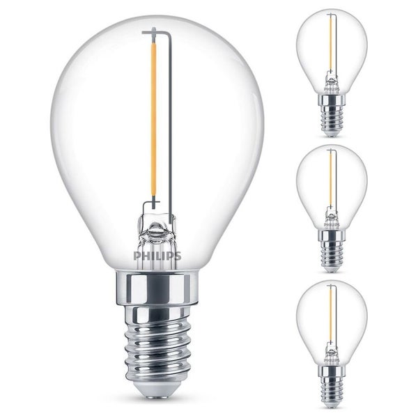 Philips LED Lampe ersetzt 15W, E14 Tropfen P45, klar, warmweiß, 136 Lumen, nicht dimmbar, 4er Pack