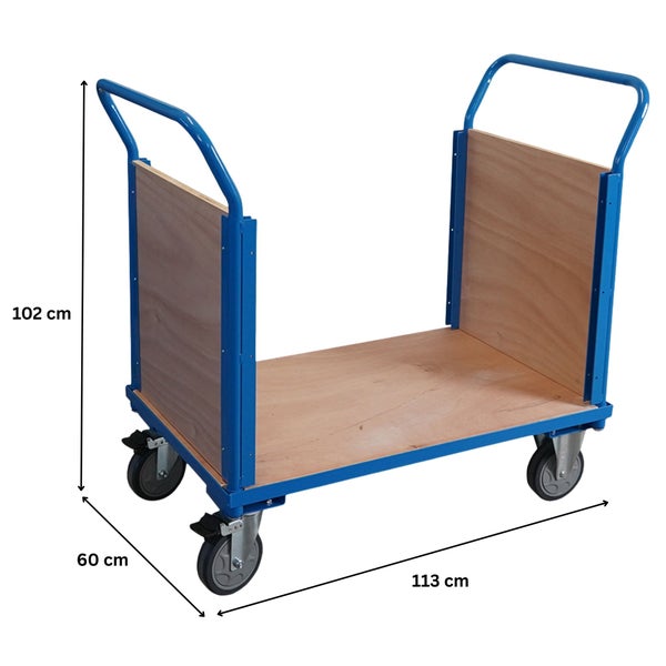 Materialwagen mit Holzplatte und Griff, Abmessungen 113x60x102 cm