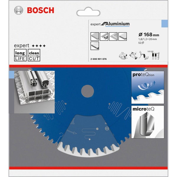 Bosch Expert for Aluminium Kreissägeblatt, 168x20x1.8/1.2 mm, 52 Zähne - 2608901876