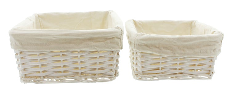 FRANK FLECHTWAREN | Füllkörbchen, eckig, 2er Set, WEIDE, TEXTIL, 23 x 19 x 11 cm, 27 x 24 x 13 cm