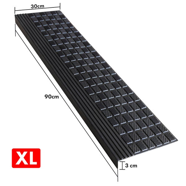 FLOORDIREKT Stufenmatte aus Gummi Diamond Wetterfest Rutschhemmend 30 x 90 cm 5er-Set