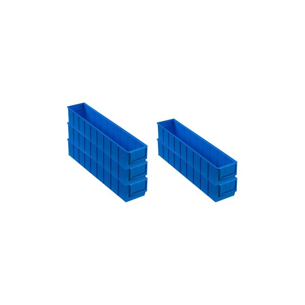 PROREGAL SparSet 5x Blaue Indurstriebox 500 S HxBxT 8,1 x 9,1 x 50 cm 2,8 Liter Sortimentskasten