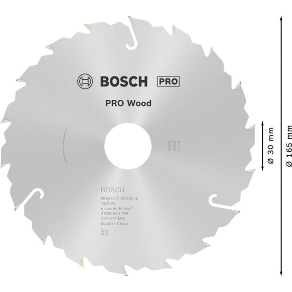 Bosch Pro Holzsägeblatt, Durchmesser 165 mm