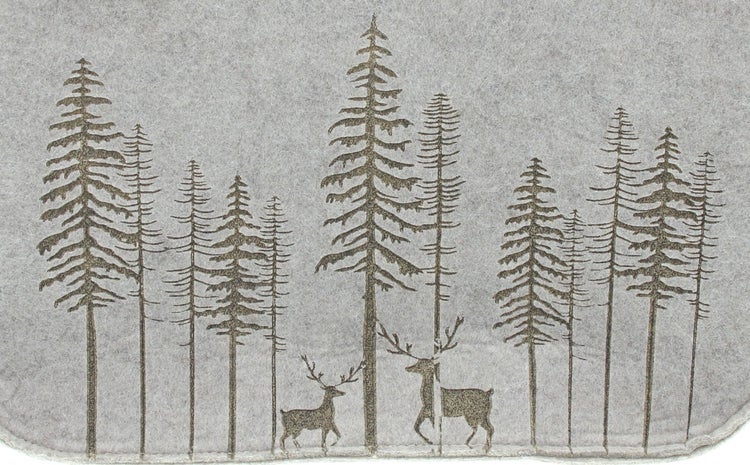 Dekorative Filzunterlage mit Waldmotiv und Hirschdarstellung