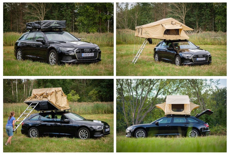 Adventurer160 Dachzelt 160x310 cm mit Matratze, 3D Mesh & Teleskopleiter