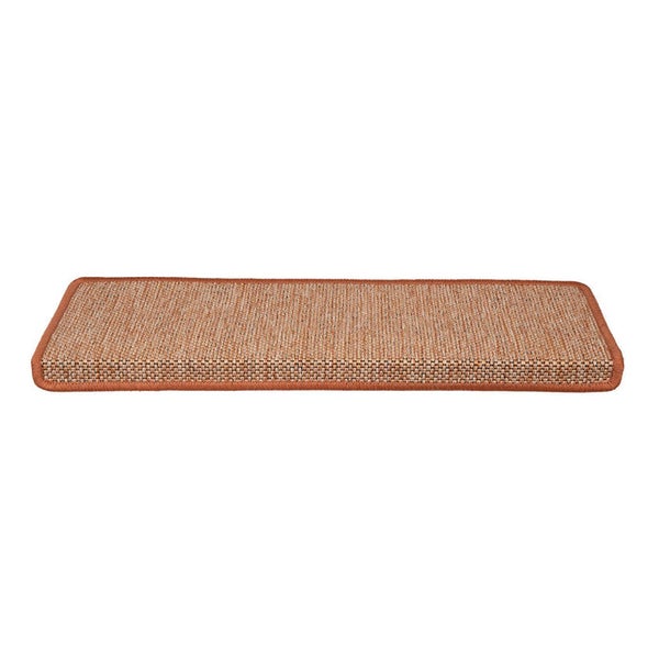 FLOORDIREKT Stufenmatte Sabang - Sisaloptik - Gekettelter Rand & Selbstklebend - Terra - 23,5 x 65 cm - Rechteckig