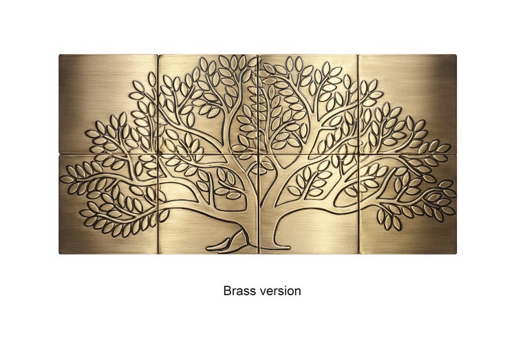 Messingfarbene Wandfliesen mit Baumdesign