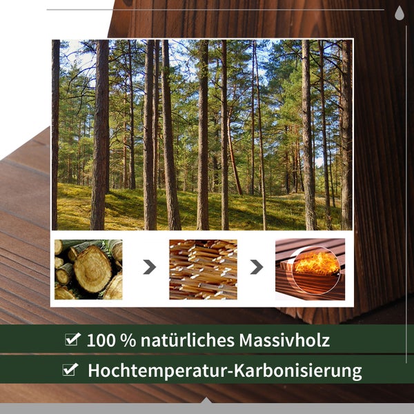 Outsunny Springbrunnen aus Holz Outdoor Gartenbrunnen Dekorationsbecken Ornamenten Pumpe Zimmerbrunnen Wasserspiel Brunnen für Garten Terrasse Rasen 44,5 x 44,5 x 58,5 cm Dunkelbraun