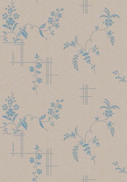 Borastapeter Tapete Blumen Braun und Blau - 53 cm x 10.05 m - 660088