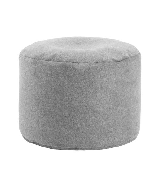 mokebo Pouf, Hocker o. Bodenkissen 'Der Ruhepouf' Sitzhocker rund und Fußhocker fürs Wohnzimmer, leichter Sitzpouf aus Stoff in Grau