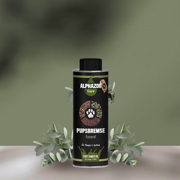 ALPHAZOO Pupsbremse Futteröl 250ml für Hunde und Katzen I Magen Darm und Verdauung