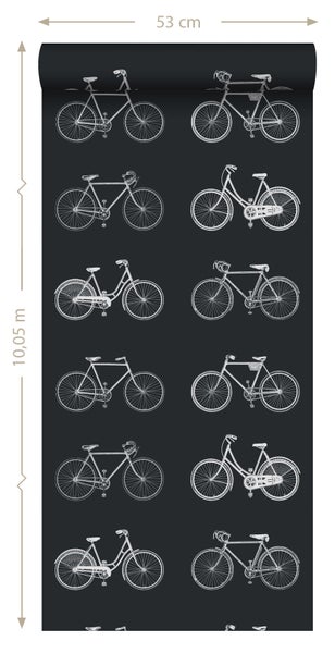 Tapetenrolle mit Fahrradmotiven, 53 cm breit und 10,05 m lang
