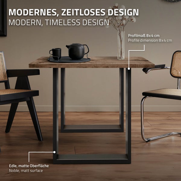 ECD Germany 2x Tischbeine aus Vierkantprofilen, 60 x 72 cm, Anthrazit, pulverbeschichtete Stahl, Industriedesign, Metall Tischkufen Tischuntergestell Tischgestell Möbelfüße, für Esstisch Schreibtisch