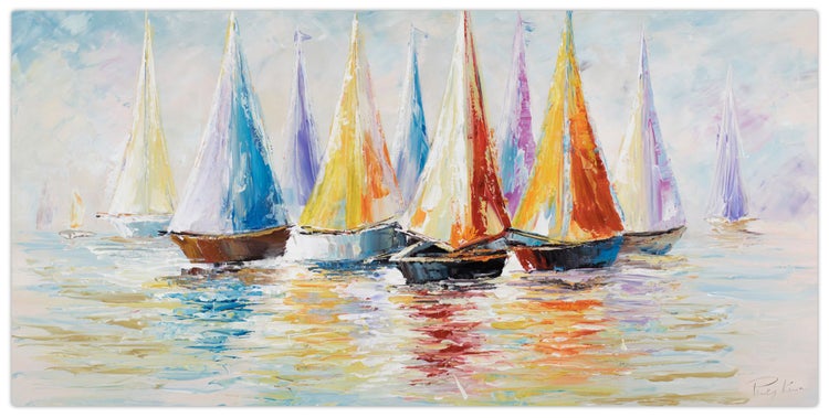 Handgemaltes Gemälde Acrylfarbe 120x60cm Weiß