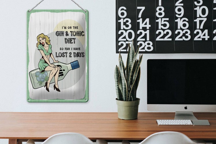 Blechschild Spruch Pinup I´m on the Gin & Tonic Diet 20x30cm