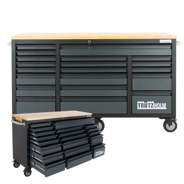 Werkstattwagen Deluxe XXL Anthrazit unbestückt 160 x 91 cm 20 Schubladen Werkbank Sideboard