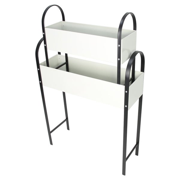 FRANK FLECHTWAREN | Pflanzer Retro, 2er Set, METALL, 45 x 17 x 43,5 cm, 55,5 x 19 x 71 cm