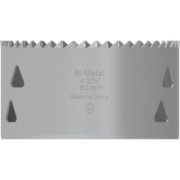 Bimetall Lochsäge mit einem Durchmesser von 92 Millimeter.