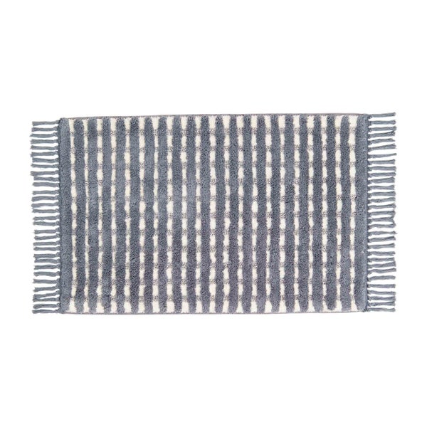Rechteckiger Badteppich mit Streifenmuster und Fransen