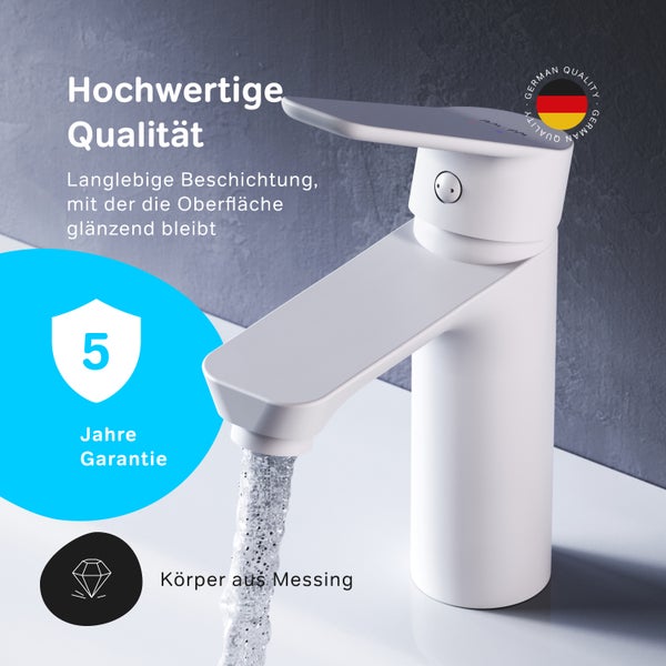 AM.PM Waschtischarmatur mit Einhebelmischer FTA02233 Hit Weiß matt