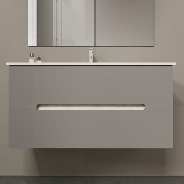Unterschrank mit Waschtisch und Spiegel 100cm | Magnolia