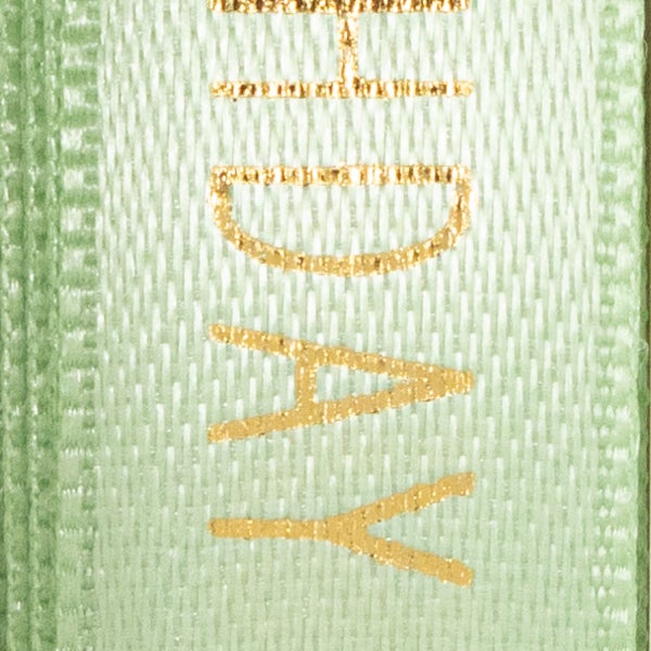 Detailansicht eines Textilbandes mit aufgedrucktem Schriftzug