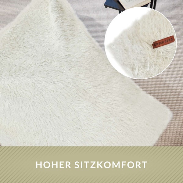 Green Bean XXL-Sitzsack Fellotpik mit Füllmaterial (EPS Perlen - 380 Liter) - Indoor Maße ca 180 x 140 cm - Bean Bag Sitzkissen Sitzpuff Sitzsessel Bodenkissen Lounge Creme