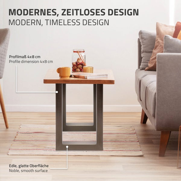 ECD Germany 2er Set Tischbeine 40x43 cm, Dunkelgrau, Stahl pulverbeschichtet, Industriestil, Vierkantprofil, Metall Tischkufen, Tischuntergestell Tischgestell Möbelfüße Bankkufen Bankgestell Bankbeine