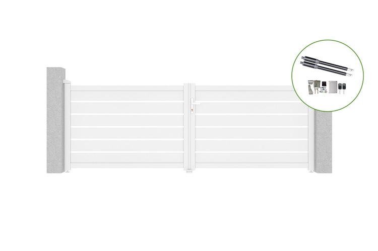 Flügeltor 3,5 m VOGEL H.120 cm Weißaluminium + Motorisierung RANGER B150