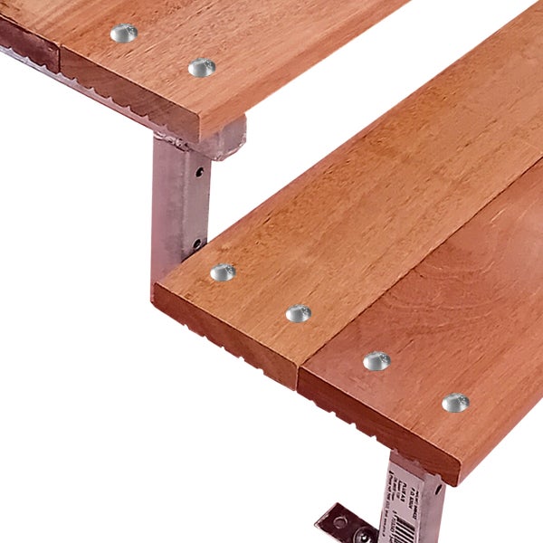 BALI Gartentreppe, Außentreppe, Terrassentreppe  Stahl H37cm - 2 Bankirai Hartholz Stufen B80cm
