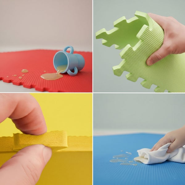 Schaumstoffmatte für den Boden, wasserabweisend, flexibel, polsternd und leicht zu reinigen, mit strukturierter Oberfläche.