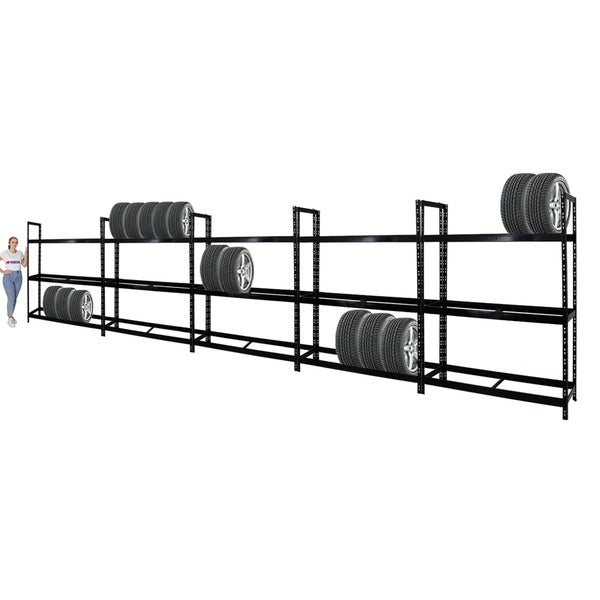PROREGAL Mega Deal 5x Reifenregal Tiger XL HxBxT 200 x 150 x 45 cm Bis Zu 90 Reifen Schwarz
