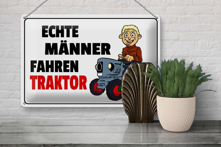 Dekoratives Metallschild mit dem Text Hier waak ik und dem Bild eines Hundes, Größe 30 x 20 cm