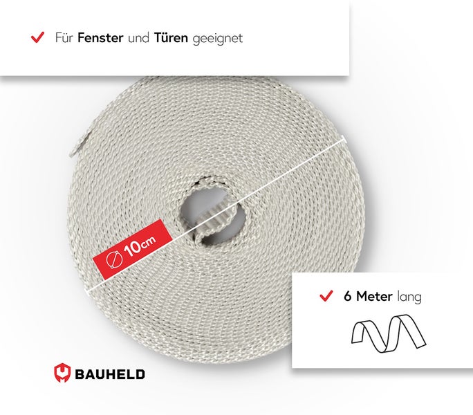 Dichtband auf Rolle, geeignet für Fenster und Türen, 6 Meter lang, circa 10 cm Durchmesser