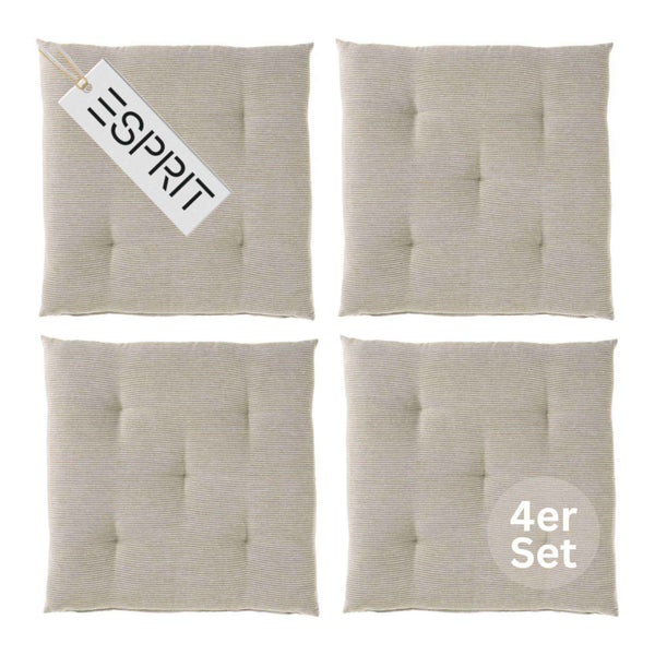 Esprit Stuhlkissen im 4er Set mit feinen Streifen und Punktsteppung.