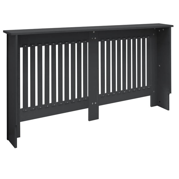 ECD Germany Heizkörperverkleidung Landhausstil 152x19x82cm Anthrazit aus MDF lackiert für Schlafzimmer Wohnzimmer Heizungsverkleidung Heizkörperabdeckung Heizungsabdeckung Heizung Heizkörper Abdeckung
